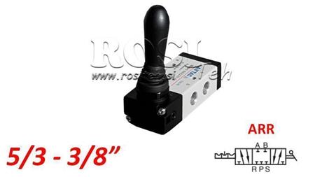 VÁLVULA MANUAL NEUMÁTICA 5/3 3/8 PRT-0852-ARR RETORNO MANUAL