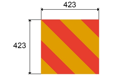 PANNEAU D'AVERTISSEMENT EN ALUMINIUM POUR VÉHICULES ET ATTACHES DIM.423X423MM