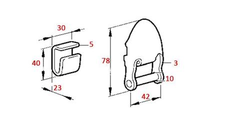 BRIDA LATERAL PARA REMOLQUE DESMONTABLE EN FORMA DE C 42mm