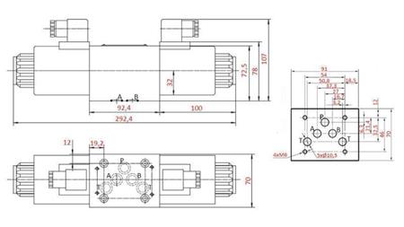 VÁLVULA ELECTROMAGNÉTICA HIDRÁULICA KV-4/3 CETOP 5 12/24/230V N1