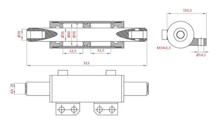 HYDRAULIC STEERING CYLINDER MF 0013901U1