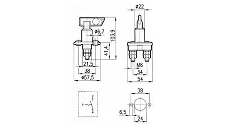 INTERRUPTOR PRINCIPAL 1POLAR Y MANIJA EXTRAÍBLE 100A