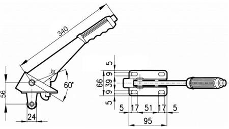 MANIGLIA L340 CON PULEGGIA FI24mm