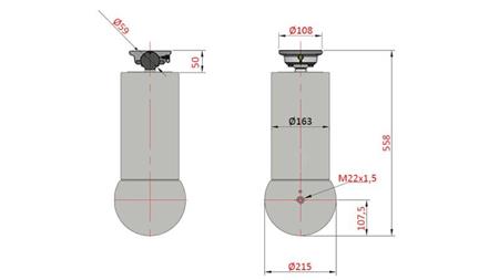 CILINDRO TELESCOPICO - MEILLER KIPPER 5 STADI 175mm - corsa 15 ton 1560mm