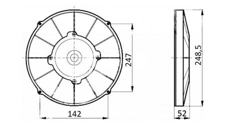 AXIALE VENTILATOR 255mm TREKKEN 12V