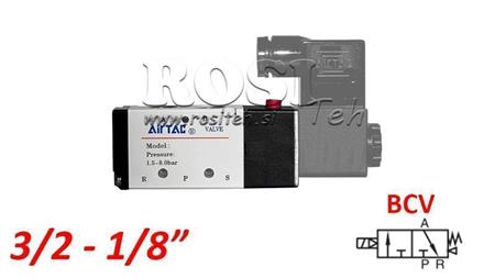 VÁLVULA ELÉTRICA PNEUMÁTICA 3/2 MONOSTÁVEL 1/8 PRT-0532-BCV