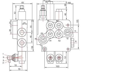 HYDRAULISK VENTIL 2xP80   FLYTENDE