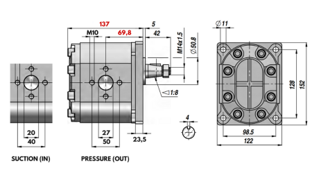 BOMBA HIDRÁULICA GR.3 34 CC IZQUIERDA - FLANGES