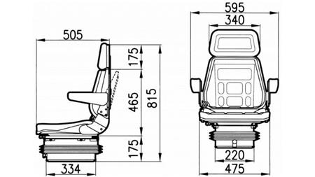 SEDILE TRACTOR PNEUMATICO REALIZZATO IN PELLE SINTETICA CON BRACCIO