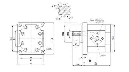 BOMBA HIDRÁULICA NSZ 10 - 6 DIENTES 10 CC DERECHA
