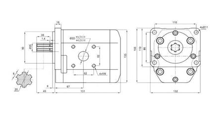 HYDRAULISCHE POMP NSZ 32 - 6 TANDEN 32 CC RECHTS