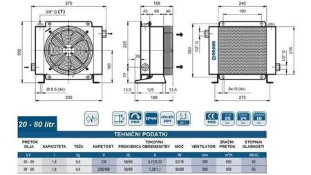 OIL COOLER AC 230V HY01601 20-80 LIT