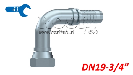 HYDRAULINEN YHTEYS BSP NAIS ELBOW 90° DN19-3/4