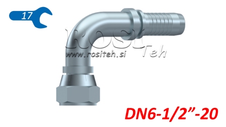 HYDRAULINEN YHTEYS DKJ JIC74° NAISPUOLEINEN KULMA 90° DN6-1/2-20