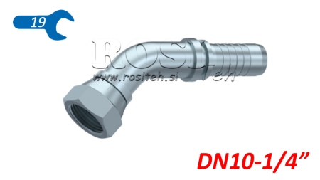 HYDRAULINEN YHTEYS BSP NAISPUOLEINEN KULMA 45° DN10-1/4
