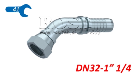 HYDRAULINEN YHTEYS BSP NAISPUOLEINEN KULMA 45° DN32-1 1/4