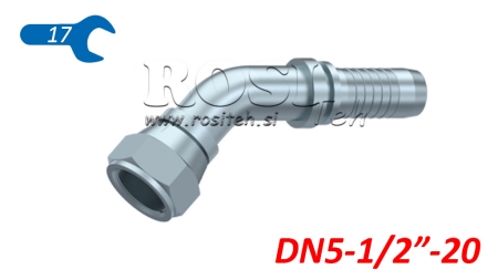 HYDRAULINEN YHTEYS DKJ JIC74° NAISPUOLEINEN KULMA 45° DN5-1/2-20