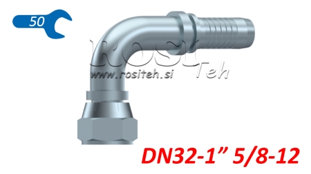 HYDRAULINEN YHTEYS DKJ JIC74° NAIS KULMA 90° DN32-1 5/8-12