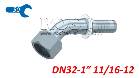 HYDRAULIC FITTING DKORFS FEMALE ELBOW 45° DN32-1 11/16-12