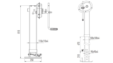 GESCHROEFD ONDERSTEUNING VOET 400mm - 10.000kg