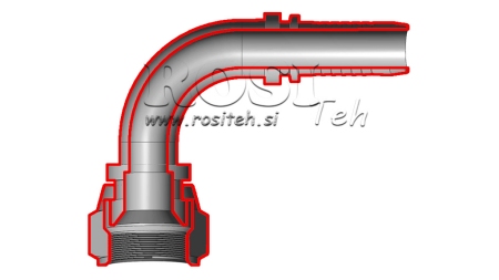 HYDRAULINEN YHTEYS DKJ JIC74° NAISPUOLEINEN KULMA 90° DN13-7/8-14