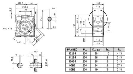 PMRV-110 REDUCER VOOR ELEKTRISCHE MOTOR MS132 (5.5-7.5kW) VERHOUD 7.5:1