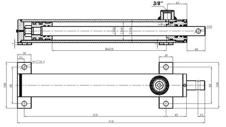 hydraulinen sylinteri haravan nostamiseen itsekuormittavissa koneissa 20/250