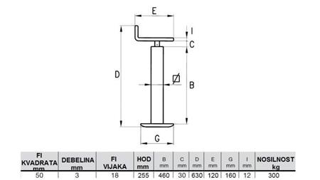 SCHROEFSTEUNBEEN (HOOGTE 630mm - SLAAG 255mm) - 300KG