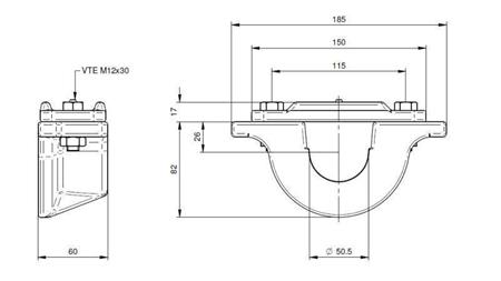SOPORTE PARA CILINDRO TELESCÓPICO FI50-A