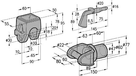 SETT MED HOLDERE FOR DUMPTRUCK KURV FORK