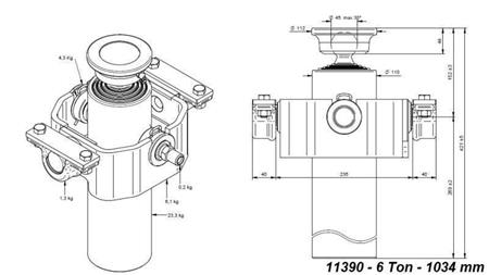 TELESCOPINEN SYLINTERI KOMPAKTI 4 ASTETTA 1034mm x110 -PALLON