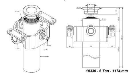 TELESCOPINEN SYLINTERI KOMPAKTI 4 ASTETTA 1174mm x110 -PALLON