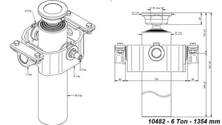 TELESCOPINEN SYLINTERI KOMPAKTI 4 ASTETTA 1354mm x110 -PALLON