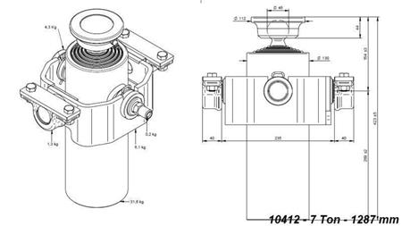 TELESCOPICKÝ CYLINDR KOMPAKTNÍ 5 STUPŇŮ 1287mm x125 -KULIČKA
