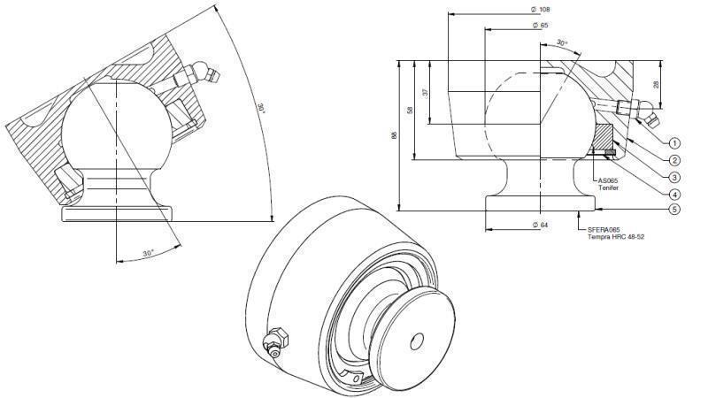 BAL VOOR TELESCOPISCHE CYLINDER FI 65 max. 23 Ton