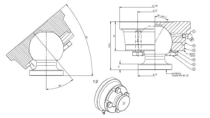 BAL VOOR TELESCOPISCHE CYLINDER FI 73 max. 30 Ton