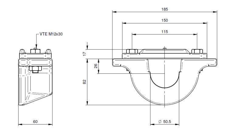 SOPORTE PARA CILINDRO TELESCÓPICO FI50-A