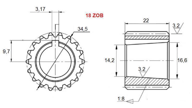 ENGRANAJE PTO GR.3 - GR.2 Z18
