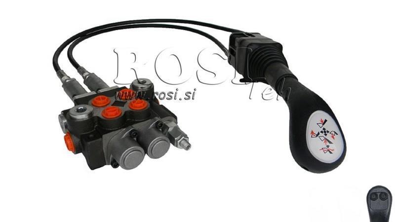 JOYSTICK 2x PULSANTE CON PULEGGIA 2 m E VALVOLA IDRAULICA 2xP40 l.