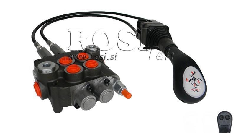 JOYSTICK 2x PULSANTE CON PULEGGIA 2.5 m E VALVOLA IDRAULICA 2xP80 l.