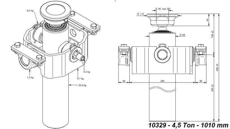 CILINDRO TELESCÓPICO COMPACTO 3 ETAPAS 1010mm x95 -BOLA