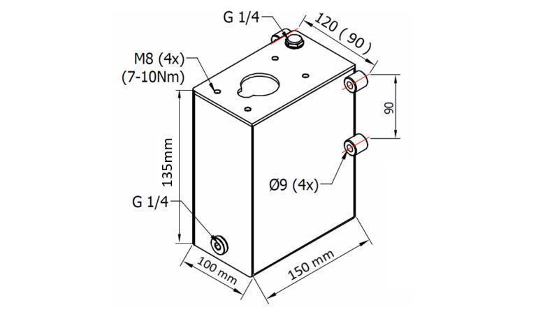 RESERVORIO 1L PARA BOMBA MANUAL - dimensiones