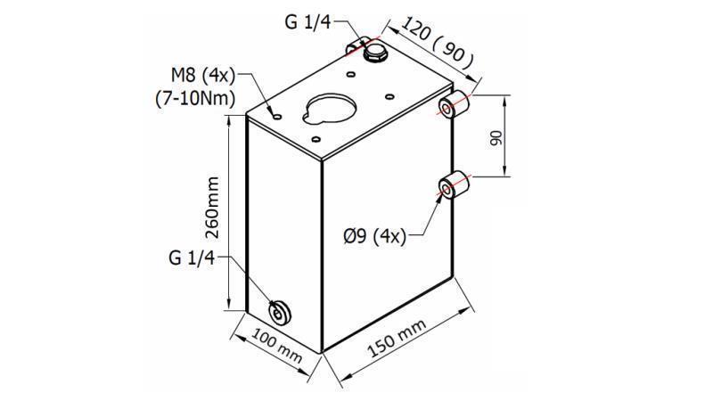 RESERVOIR 3L VOOR HANDPOMP - afmetingen